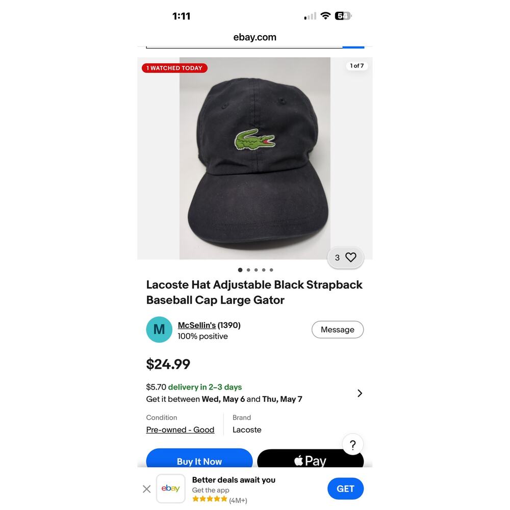 Lacoste Baseball Hat Adjustable Strap Blue One Size Casual Athletic - Picture 11 of 11